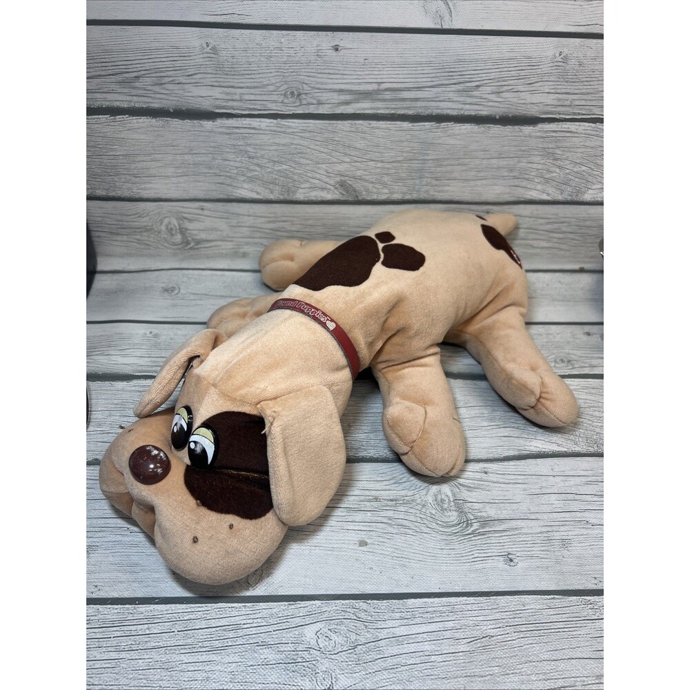 Tonka 18" Pound Puppies Tan Dog Dark Brown Spots 1985 Large Laying Lay Plush